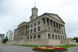 Tennessee State Capitol, Nashville, Tennessee, USA. This building, built with Greek Revival style in 1845, is now the home of Tennessee legislature and governor's office.